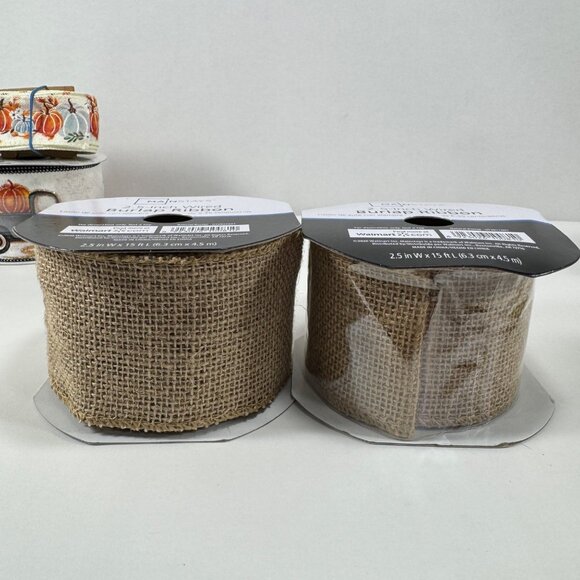 Lot Ribbon Fall Autumn Pumpkins Burlap Harvest - Picture 14 of 16